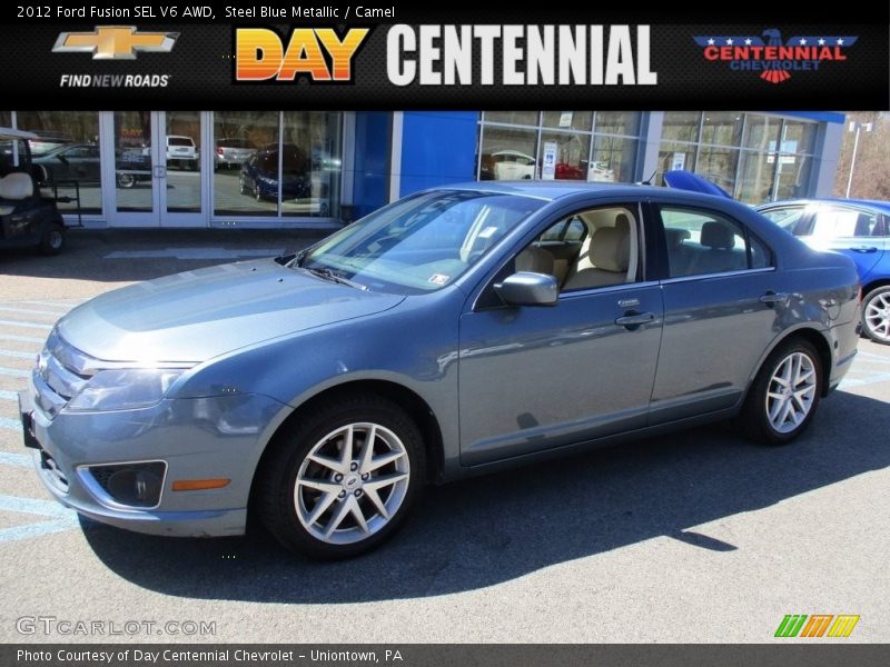 Steel Blue Metallic / Camel 2012 Ford Fusion SEL V6 AWD