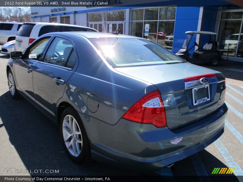 Steel Blue Metallic / Camel 2012 Ford Fusion SEL V6 AWD
