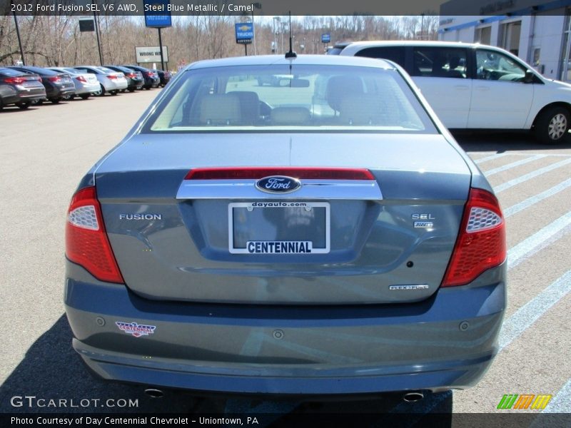 Steel Blue Metallic / Camel 2012 Ford Fusion SEL V6 AWD