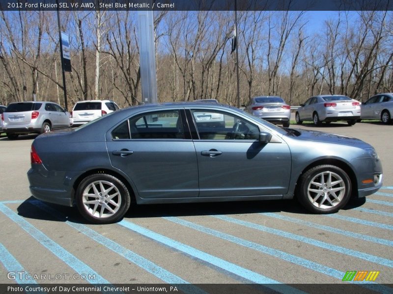 Steel Blue Metallic / Camel 2012 Ford Fusion SEL V6 AWD