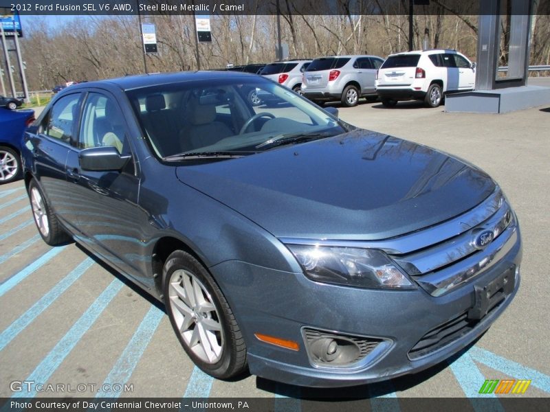 Steel Blue Metallic / Camel 2012 Ford Fusion SEL V6 AWD