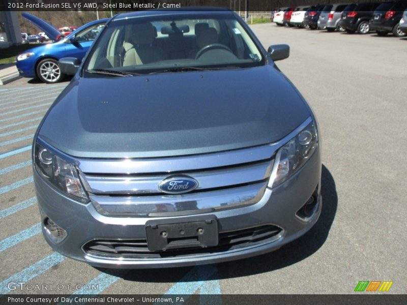 Steel Blue Metallic / Camel 2012 Ford Fusion SEL V6 AWD