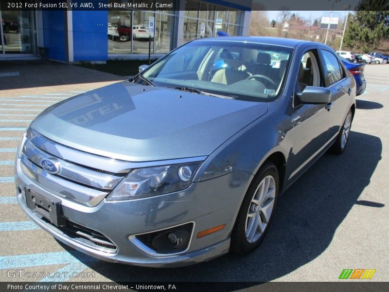 Steel Blue Metallic / Camel 2012 Ford Fusion SEL V6 AWD