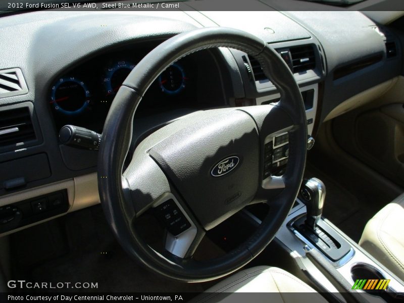 Steel Blue Metallic / Camel 2012 Ford Fusion SEL V6 AWD