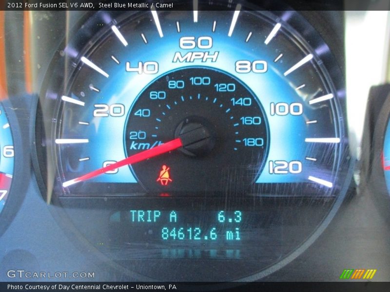 Steel Blue Metallic / Camel 2012 Ford Fusion SEL V6 AWD