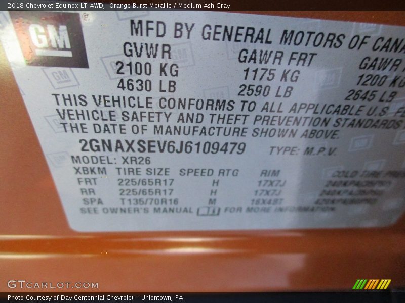 Orange Burst Metallic / Medium Ash Gray 2018 Chevrolet Equinox LT AWD