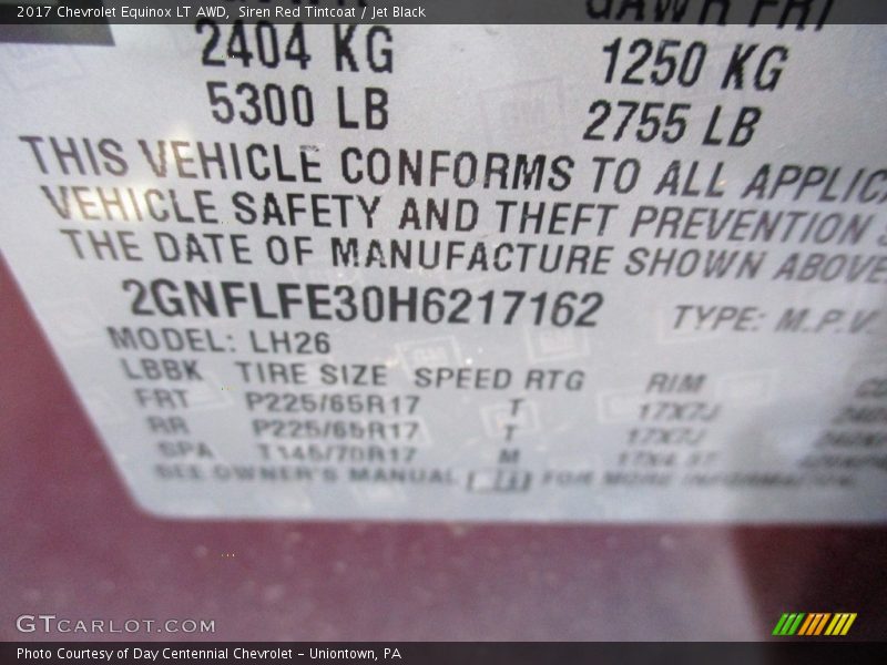 Siren Red Tintcoat / Jet Black 2017 Chevrolet Equinox LT AWD