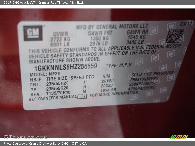 Crimson Red Tintcoat / Jet Black 2017 GMC Acadia SLT
