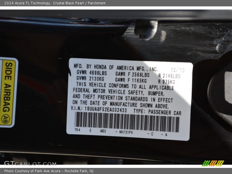 Crystal Black Pearl / Parchment 2014 Acura TL Technology