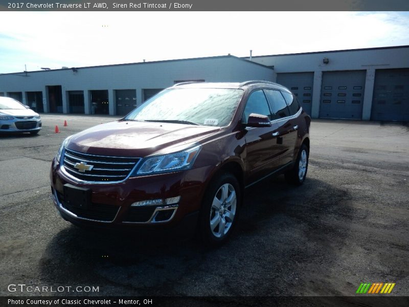 Siren Red Tintcoat / Ebony 2017 Chevrolet Traverse LT AWD