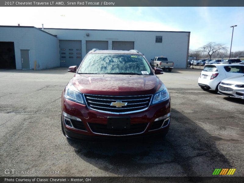 Siren Red Tintcoat / Ebony 2017 Chevrolet Traverse LT AWD