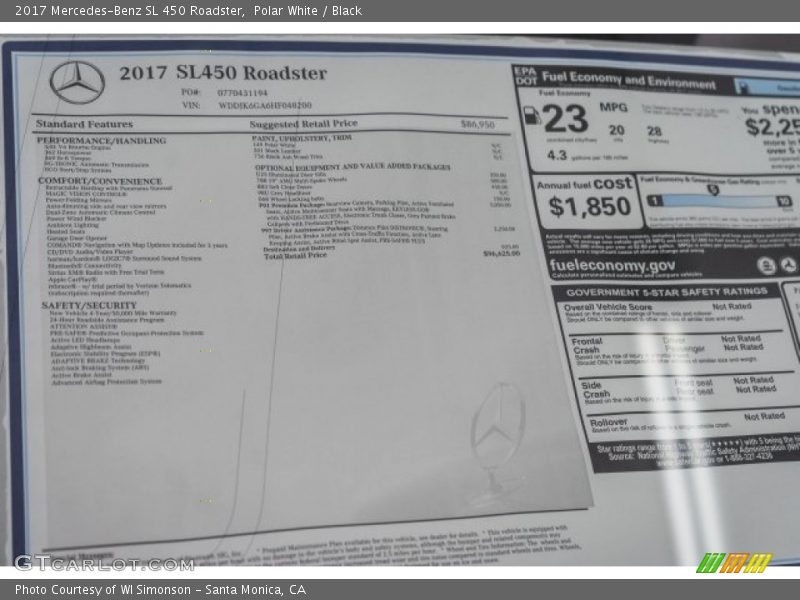 Polar White / Black 2017 Mercedes-Benz SL 450 Roadster