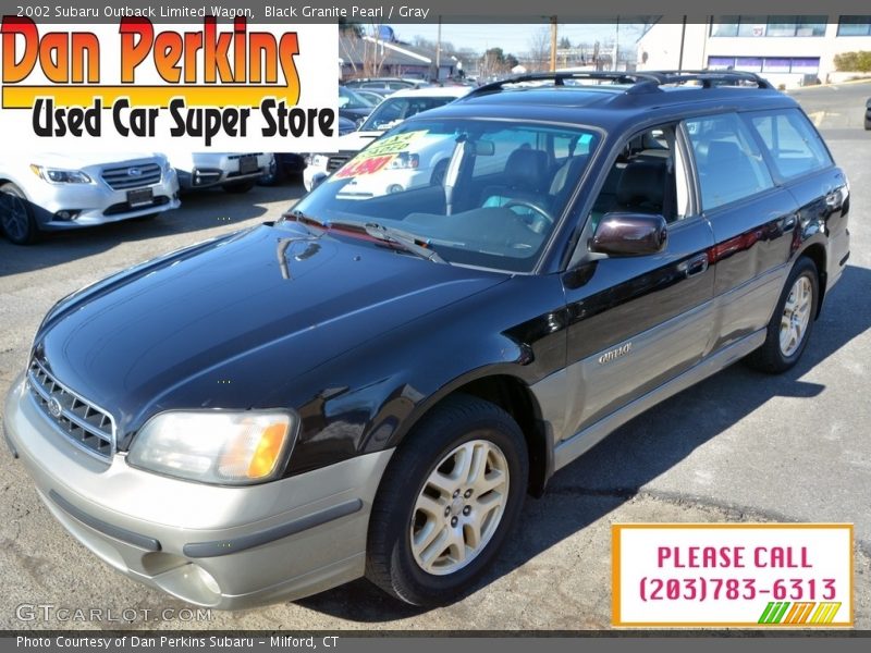 Black Granite Pearl / Gray 2002 Subaru Outback Limited Wagon