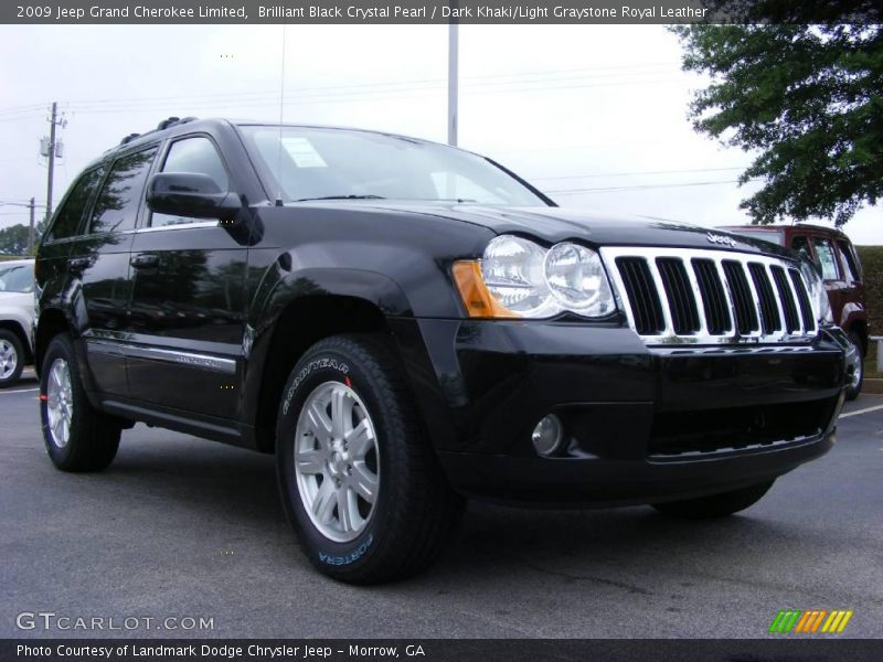 Brilliant Black Crystal Pearl / Dark Khaki/Light Graystone Royal Leather 2009 Jeep Grand Cherokee Limited