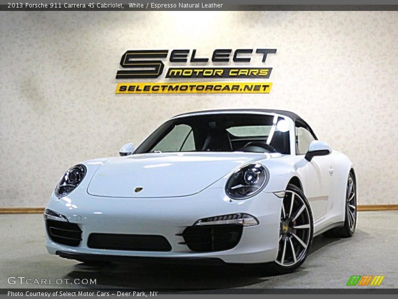 White / Espresso Natural Leather 2013 Porsche 911 Carrera 4S Cabriolet