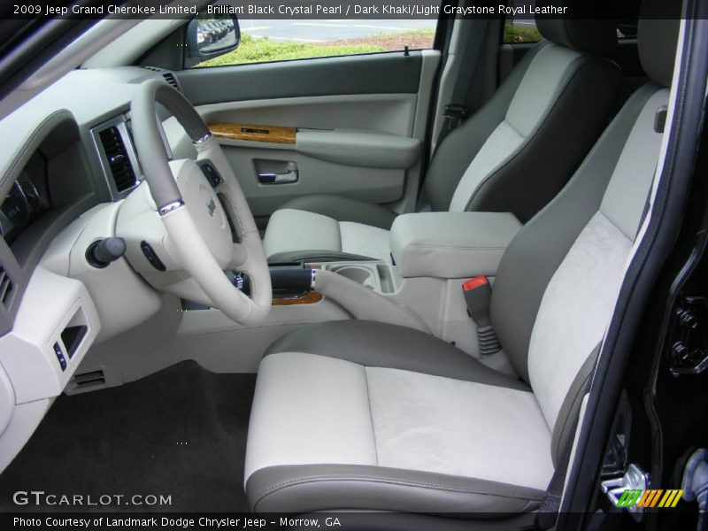 Brilliant Black Crystal Pearl / Dark Khaki/Light Graystone Royal Leather 2009 Jeep Grand Cherokee Limited