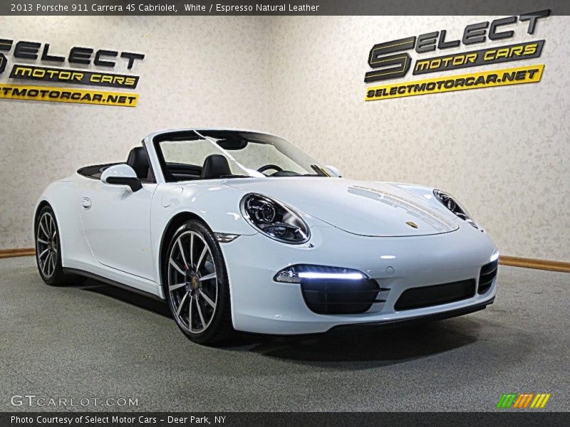 White / Espresso Natural Leather 2013 Porsche 911 Carrera 4S Cabriolet