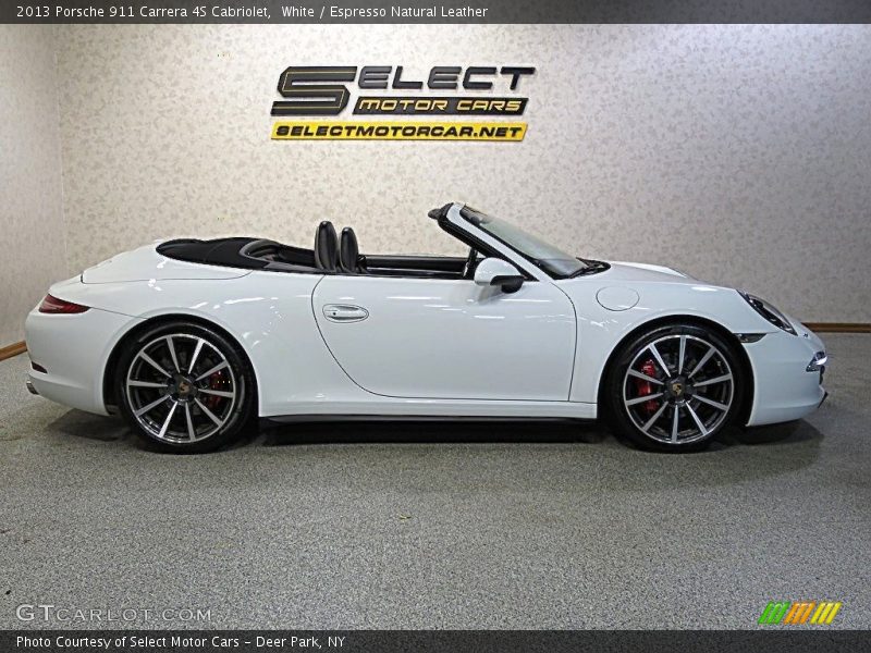 White / Espresso Natural Leather 2013 Porsche 911 Carrera 4S Cabriolet