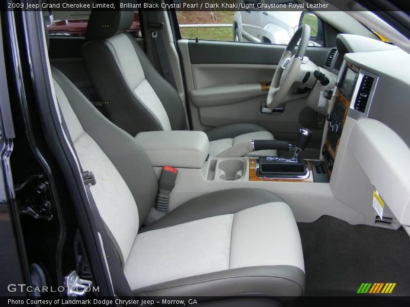 Brilliant Black Crystal Pearl / Dark Khaki/Light Graystone Royal Leather 2009 Jeep Grand Cherokee Limited
