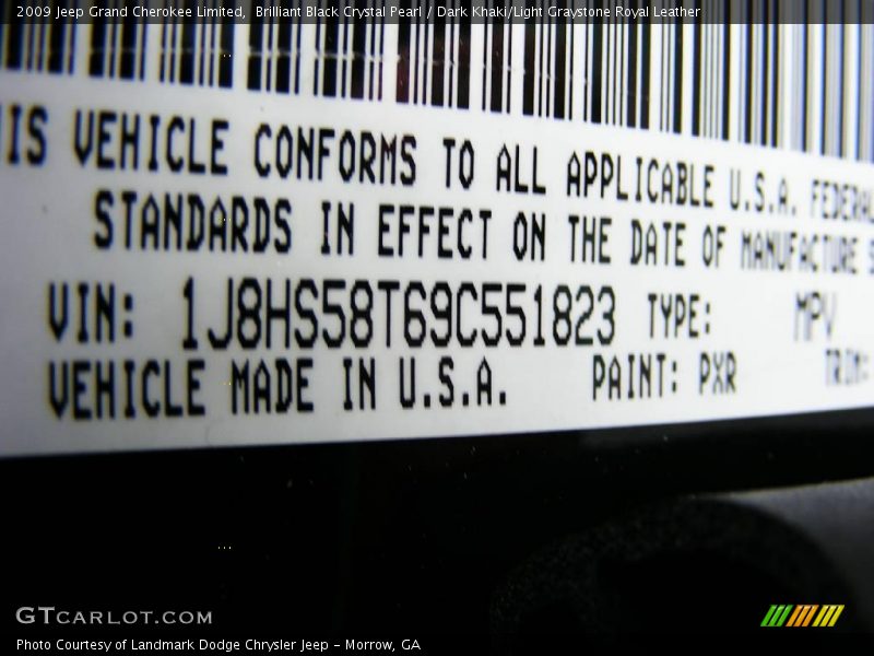 Brilliant Black Crystal Pearl / Dark Khaki/Light Graystone Royal Leather 2009 Jeep Grand Cherokee Limited