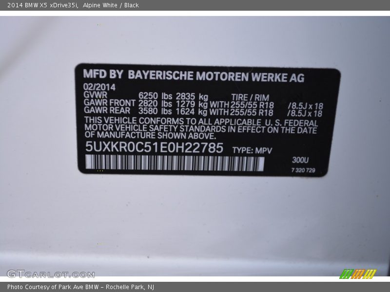 Alpine White / Black 2014 BMW X5 xDrive35i