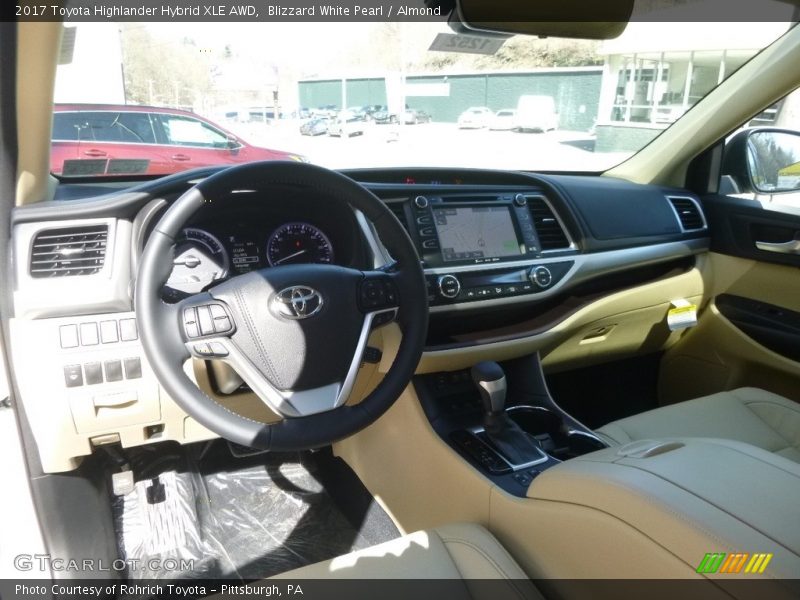 Blizzard White Pearl / Almond 2017 Toyota Highlander Hybrid XLE AWD