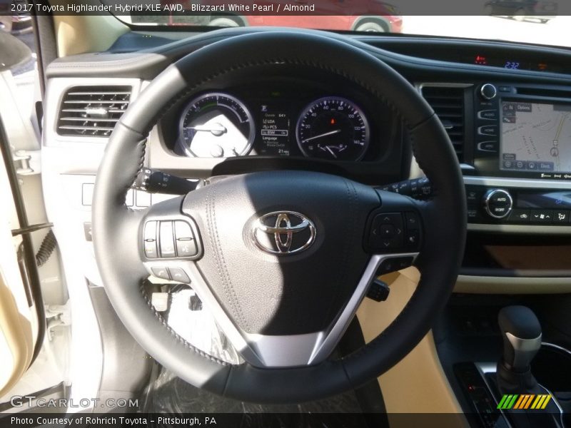 Blizzard White Pearl / Almond 2017 Toyota Highlander Hybrid XLE AWD