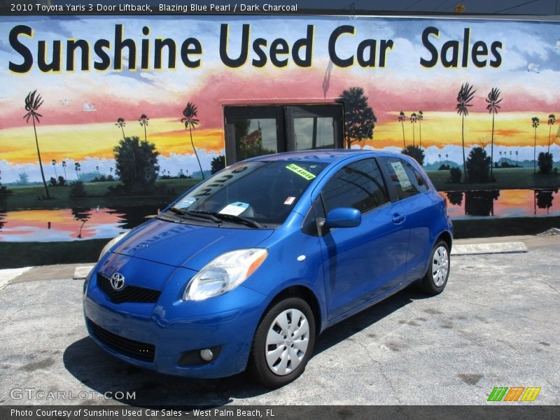 Blazing Blue Pearl / Dark Charcoal 2010 Toyota Yaris 3 Door Liftback