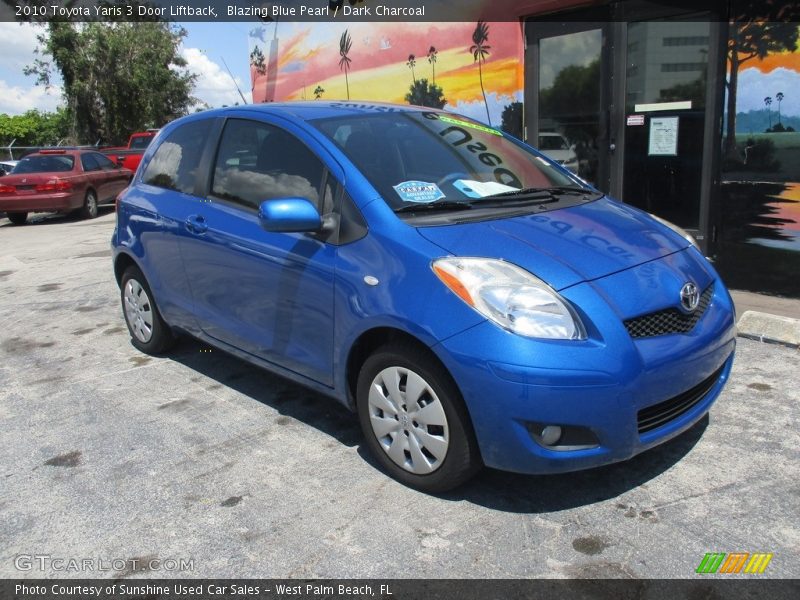 Blazing Blue Pearl / Dark Charcoal 2010 Toyota Yaris 3 Door Liftback