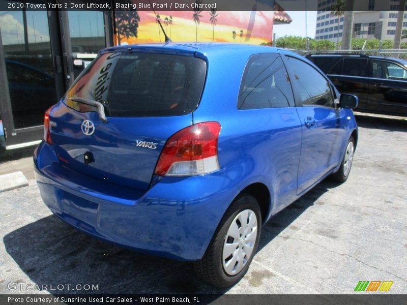 Blazing Blue Pearl / Dark Charcoal 2010 Toyota Yaris 3 Door Liftback