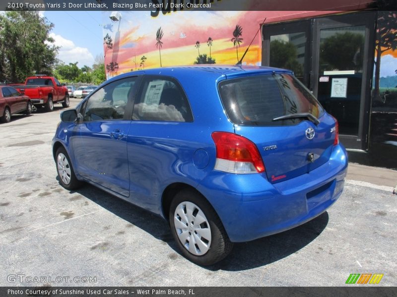 Blazing Blue Pearl / Dark Charcoal 2010 Toyota Yaris 3 Door Liftback