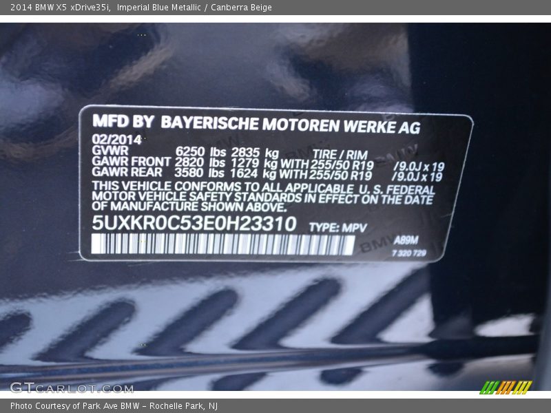 Imperial Blue Metallic / Canberra Beige 2014 BMW X5 xDrive35i