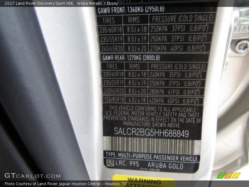 2017 Discovery Sport HSE Aruba Metallic Color Code 995