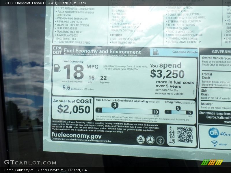 Black / Jet Black 2017 Chevrolet Tahoe LT 4WD