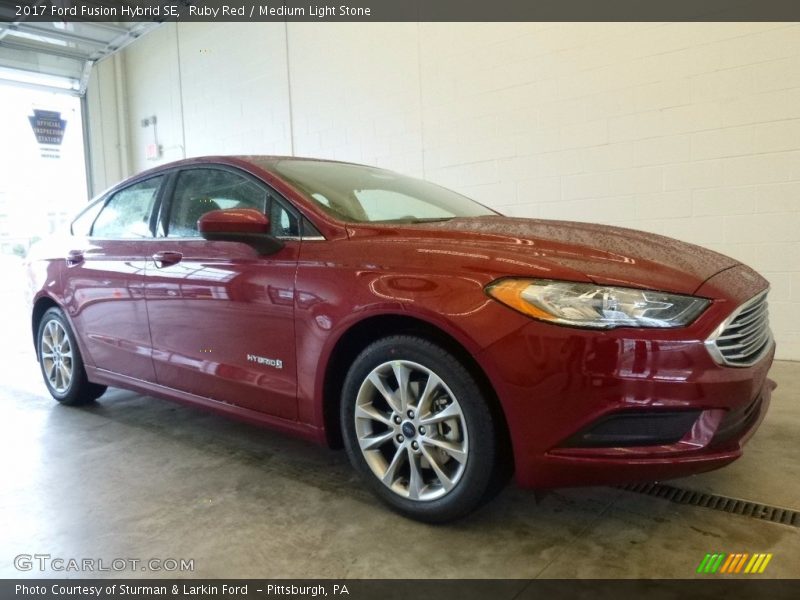 Ruby Red / Medium Light Stone 2017 Ford Fusion Hybrid SE