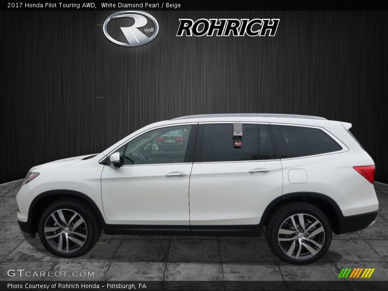 White Diamond Pearl / Beige 2017 Honda Pilot Touring AWD