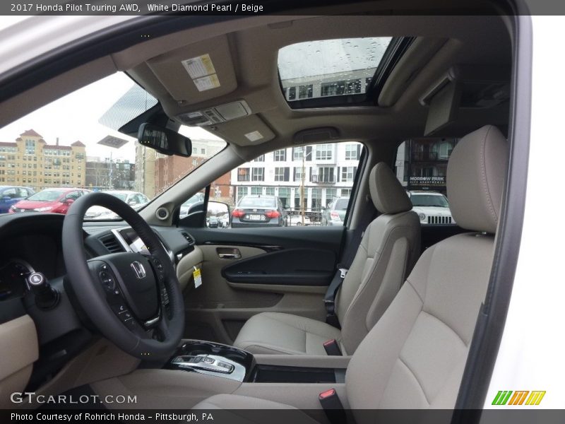 White Diamond Pearl / Beige 2017 Honda Pilot Touring AWD