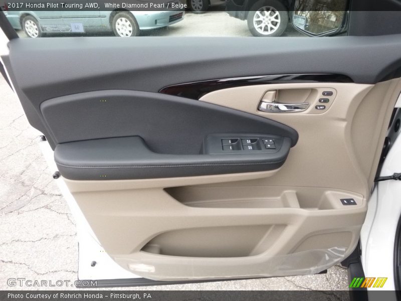 White Diamond Pearl / Beige 2017 Honda Pilot Touring AWD