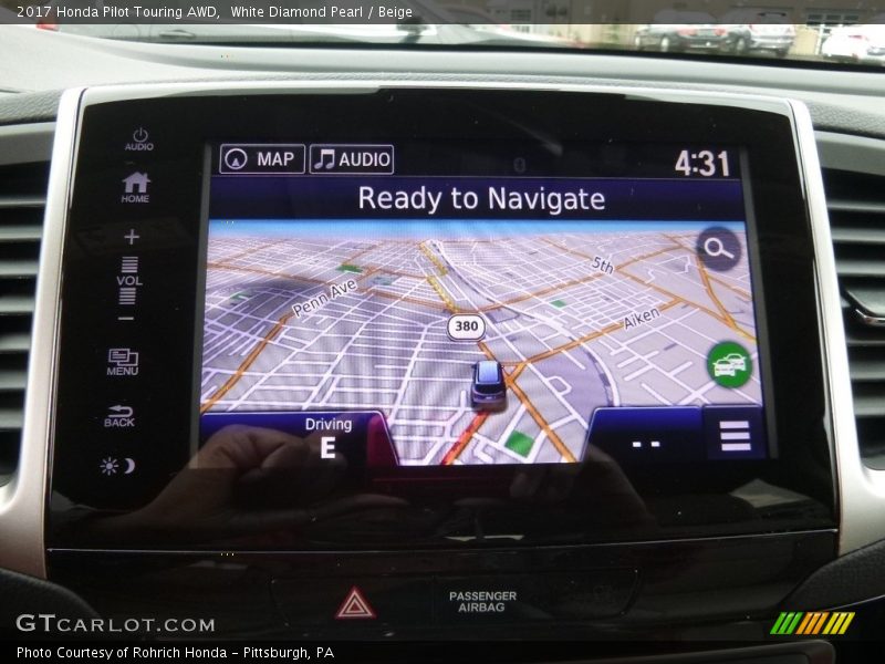 White Diamond Pearl / Beige 2017 Honda Pilot Touring AWD