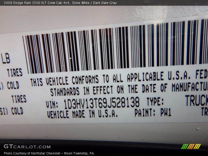 Stone White / Dark Slate Gray 2009 Dodge Ram 1500 SLT Crew Cab 4x4
