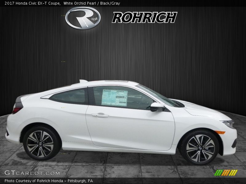 White Orchid Pearl / Black/Gray 2017 Honda Civic EX-T Coupe