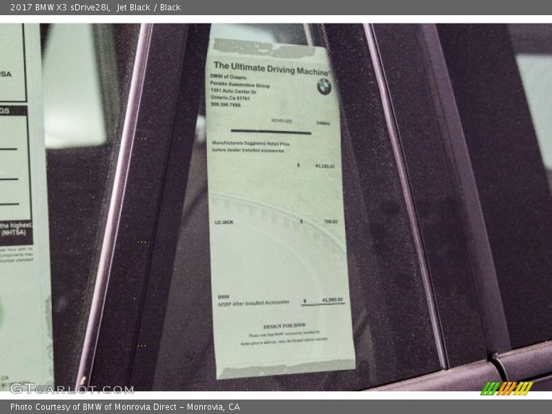 Jet Black / Black 2017 BMW X3 sDrive28i