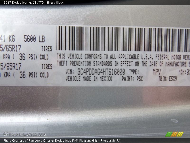 Billet / Black 2017 Dodge Journey SE AWD