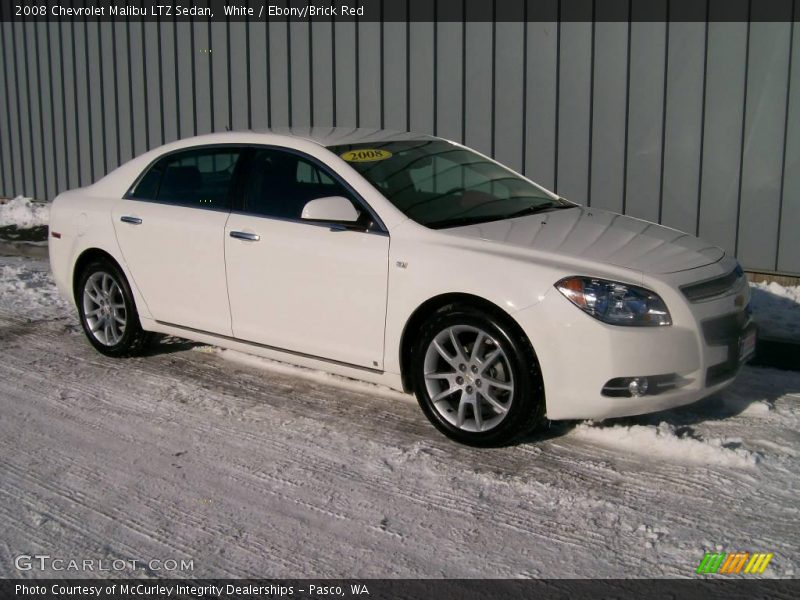 White / Ebony/Brick Red 2008 Chevrolet Malibu LTZ Sedan