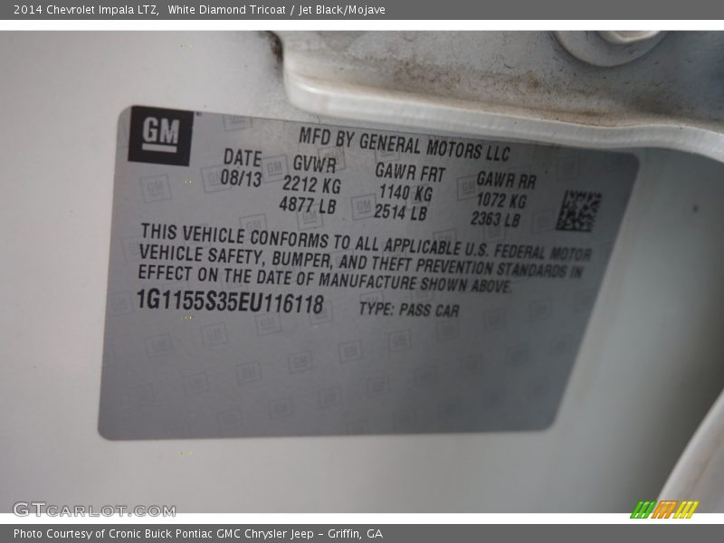 White Diamond Tricoat / Jet Black/Mojave 2014 Chevrolet Impala LTZ