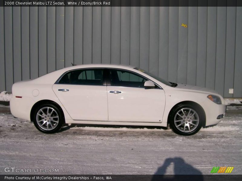 White / Ebony/Brick Red 2008 Chevrolet Malibu LTZ Sedan