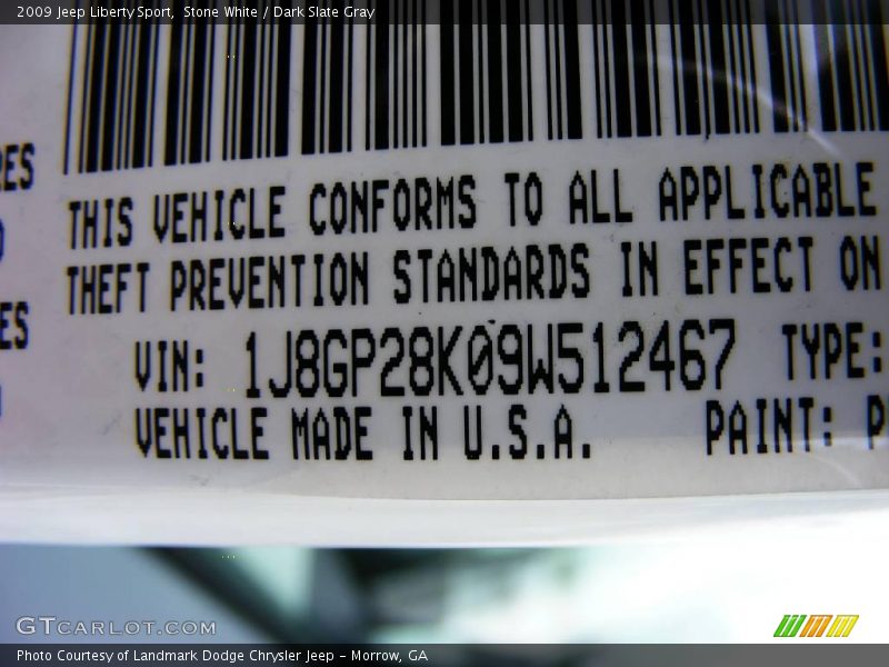 Stone White / Dark Slate Gray 2009 Jeep Liberty Sport