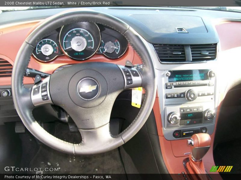 White / Ebony/Brick Red 2008 Chevrolet Malibu LTZ Sedan