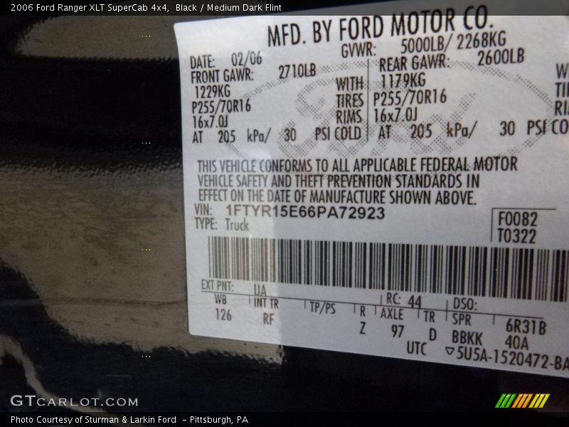 Black / Medium Dark Flint 2006 Ford Ranger XLT SuperCab 4x4
