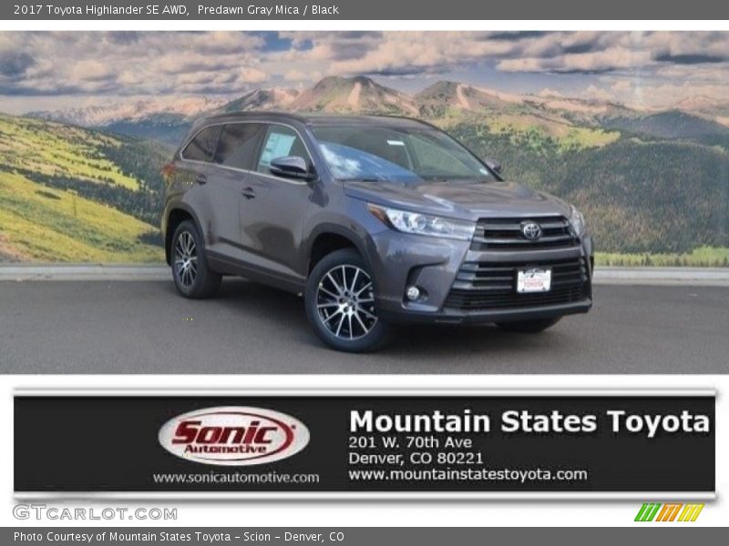 Predawn Gray Mica / Black 2017 Toyota Highlander SE AWD